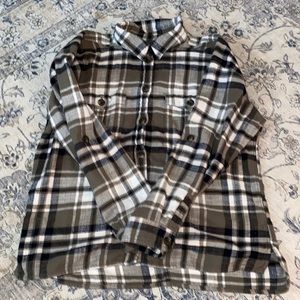 Olive Flannel Top